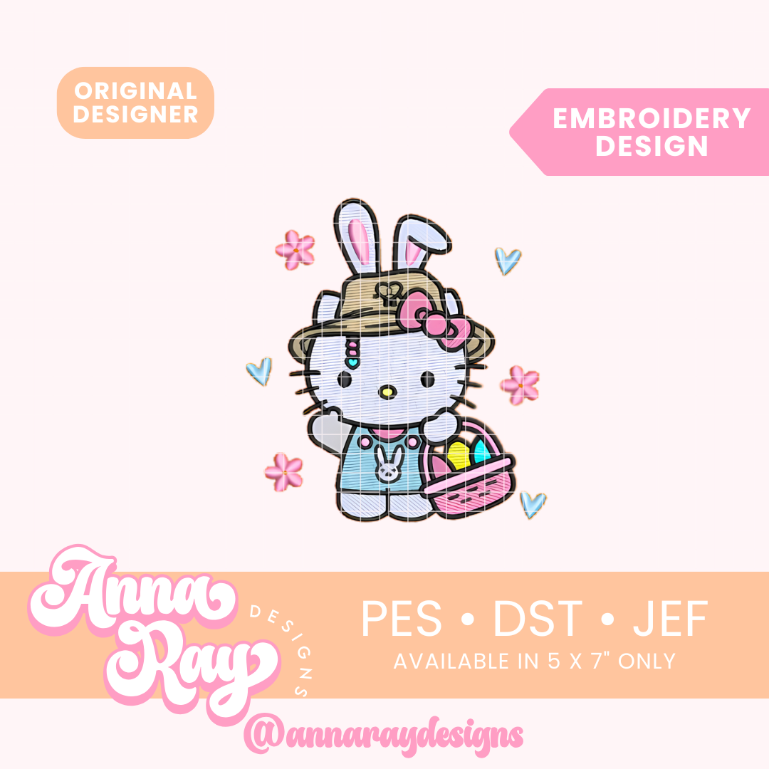 Hello Easter Bunny Embroidery Design PES DST JEF
