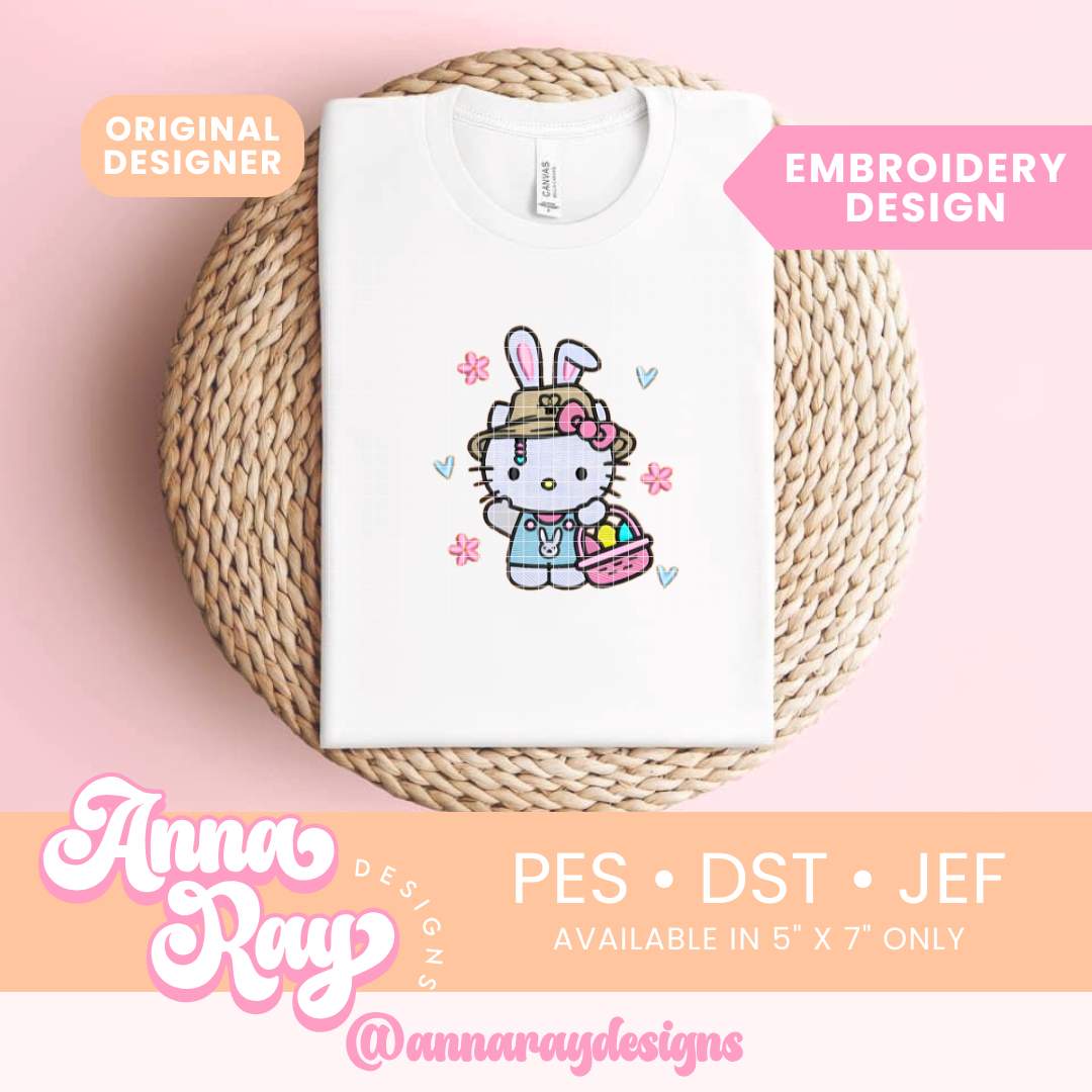 Hello Easter Bunny Embroidery Design PES DST JEF