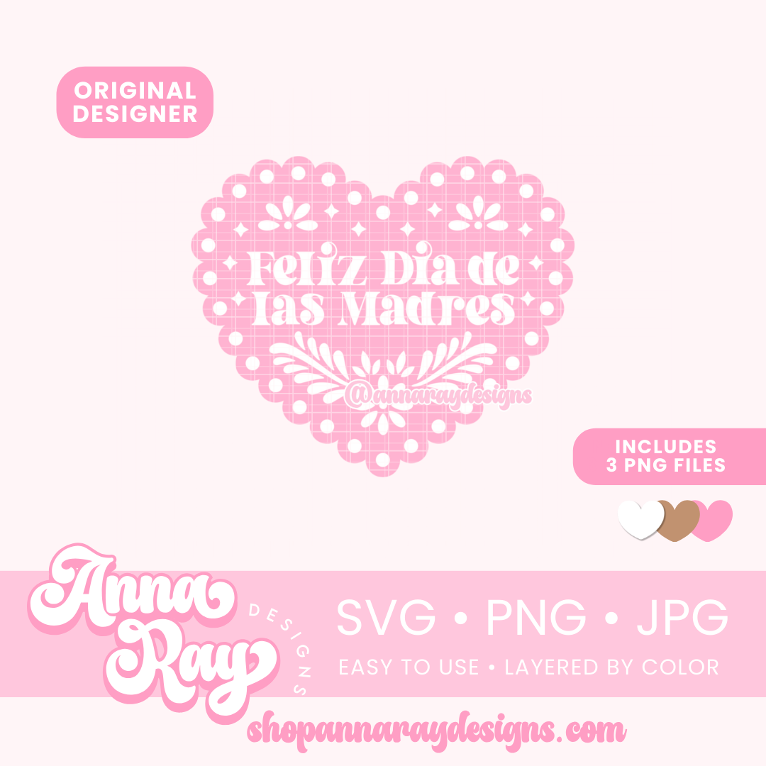 Dia De Las Madres Papel Picado Corazon SVG PNG JPG