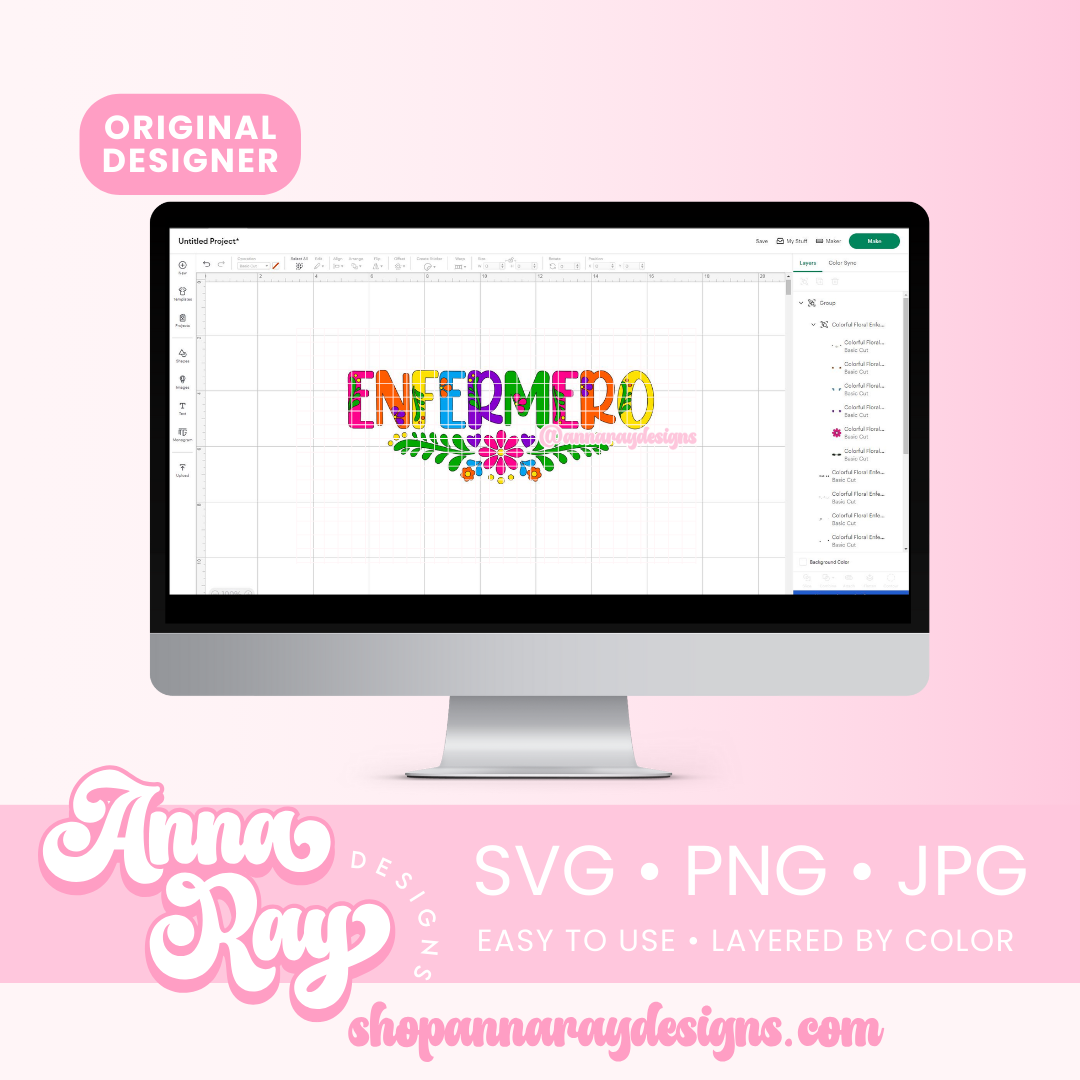 Colorful Floral Enfermero SVG PNG JPG
