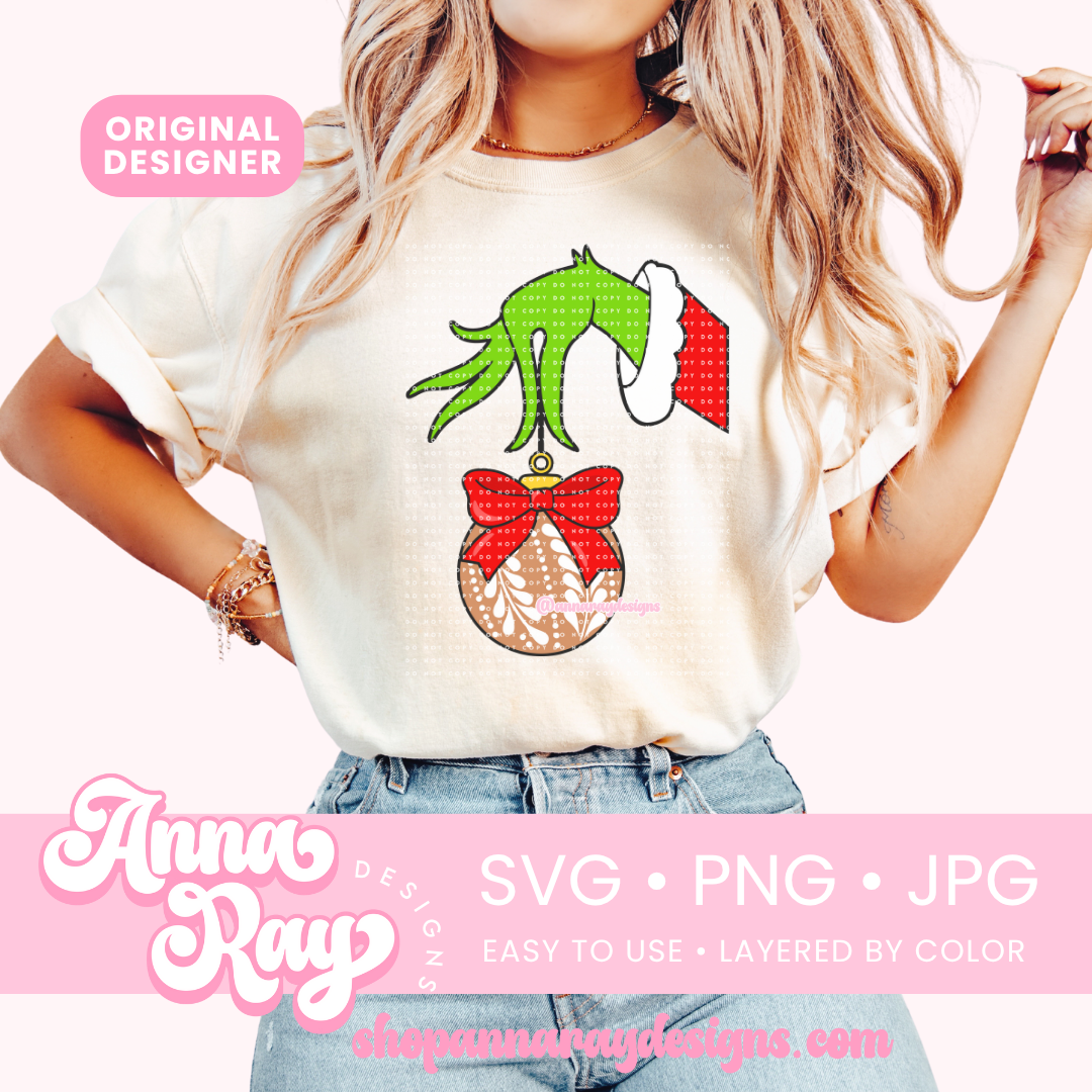 Green Hand Clay Ornament SVG PNG JPG