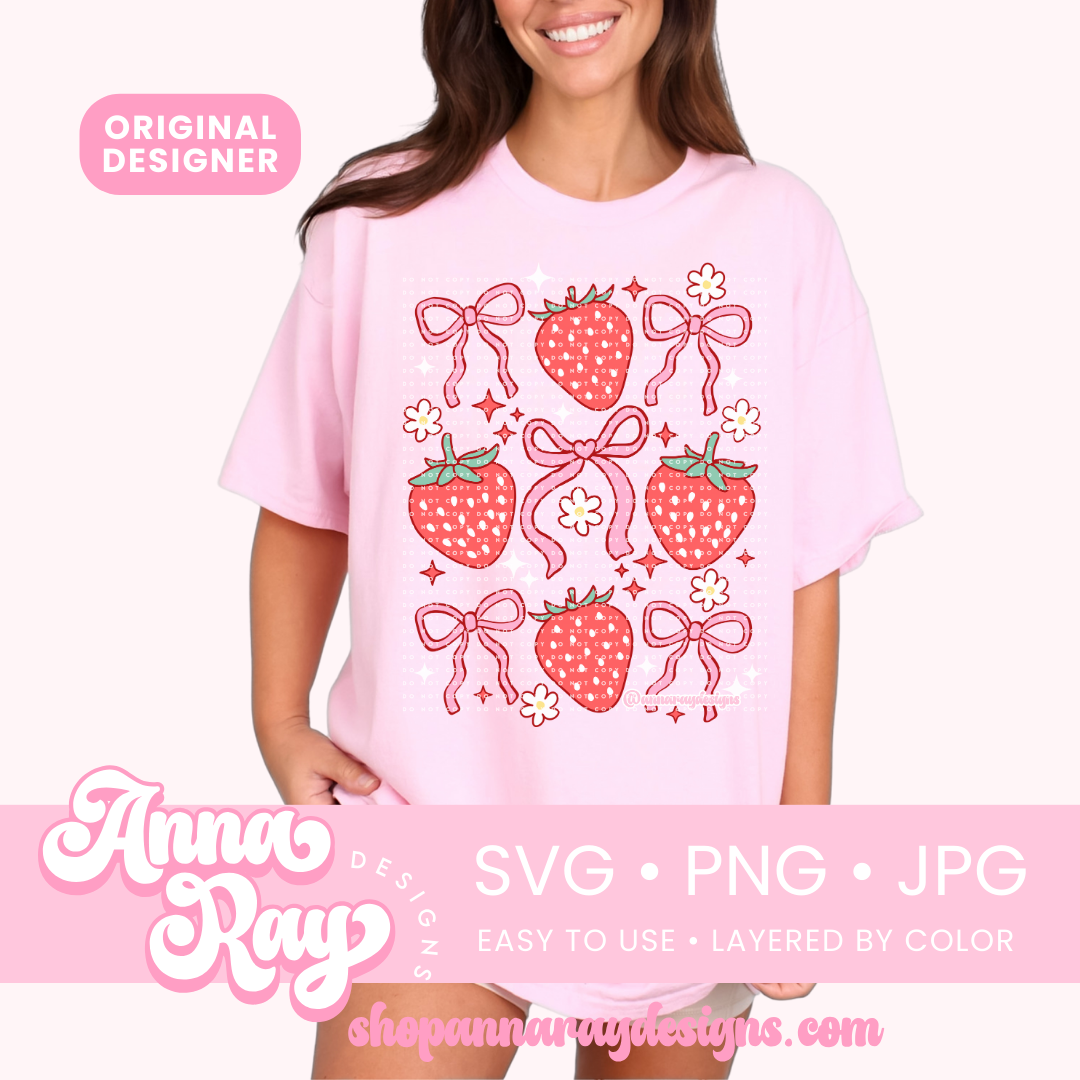 Strawberry Coquette Summer SVG PNG JPG