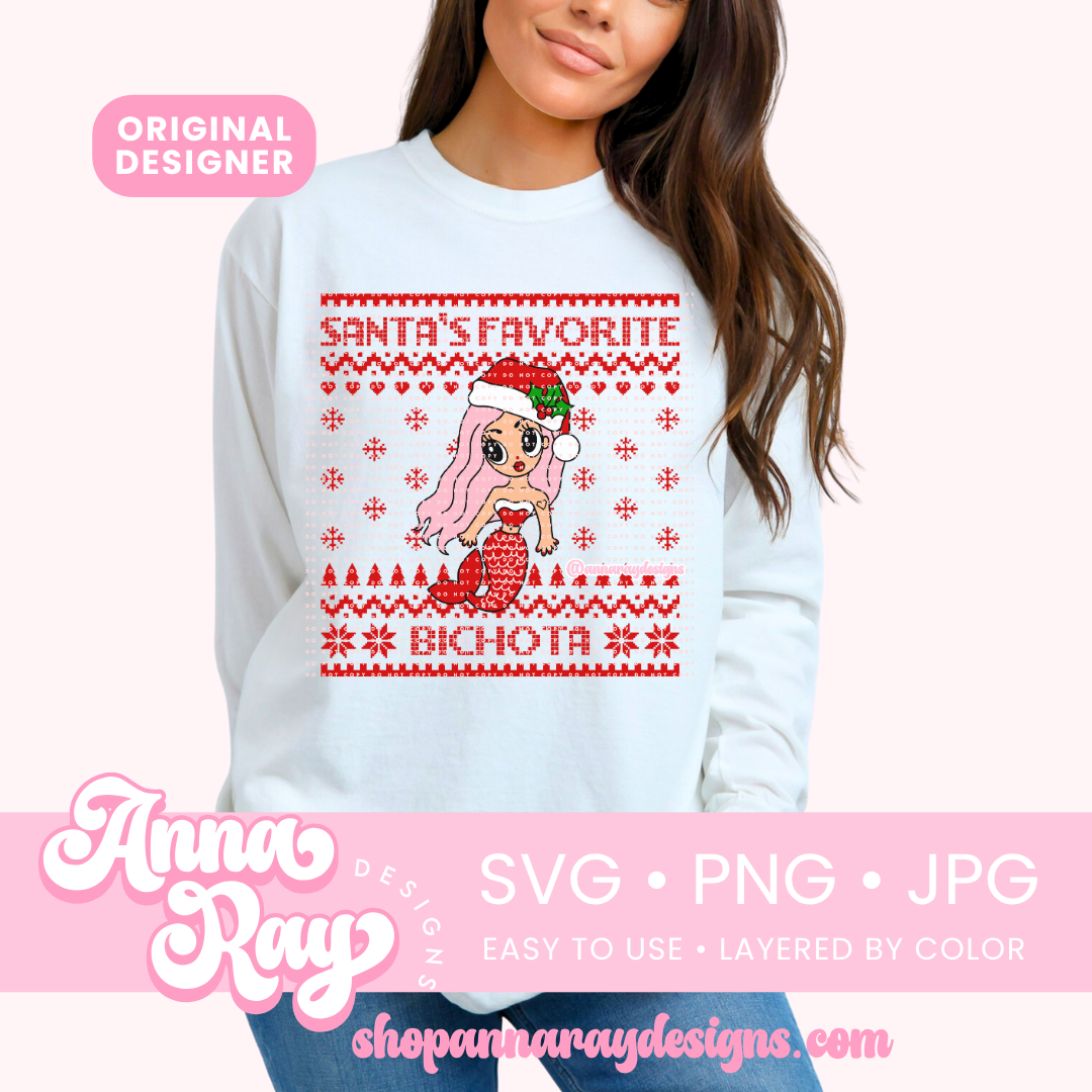 Karol G Santa's Favorite Bichota Sweater SVG PNG JPG