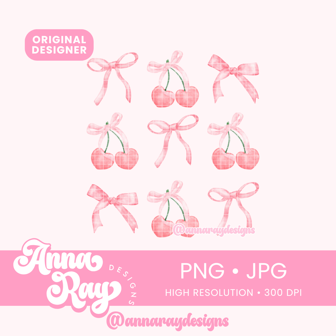 Coquette Cherry Bows PNG JPG