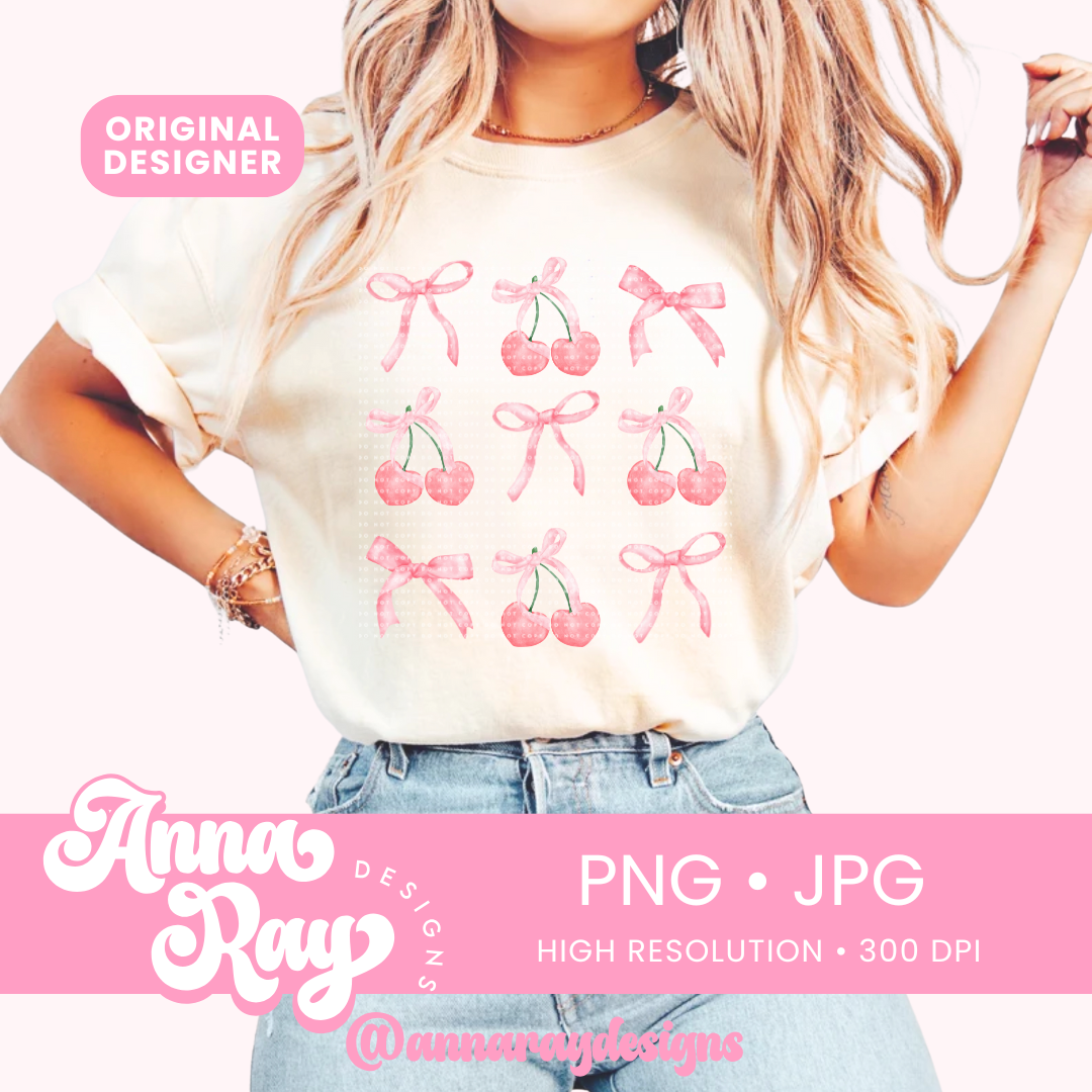 Coquette Cherry Bows PNG JPG