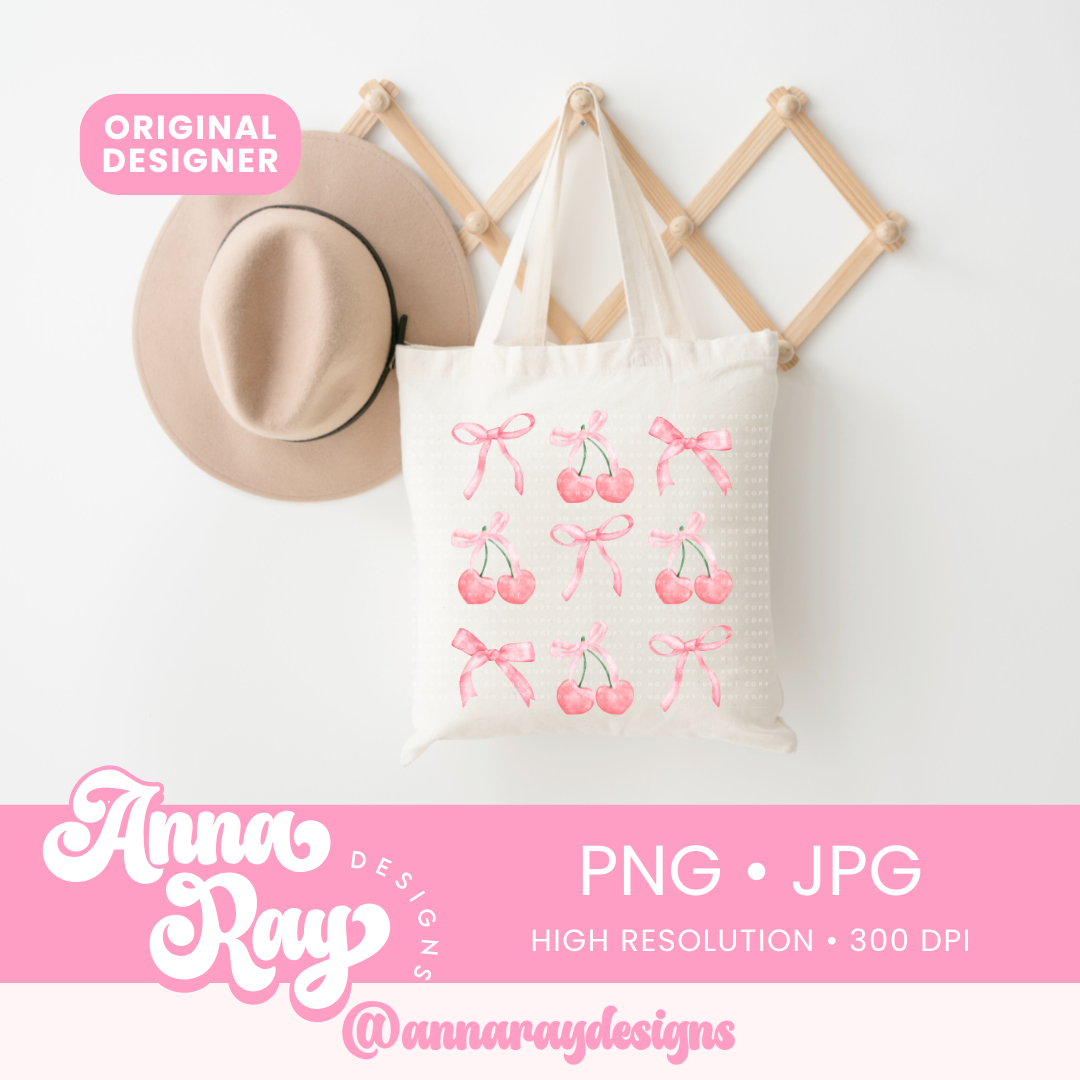 Coquette Cherry Bows PNG JPG