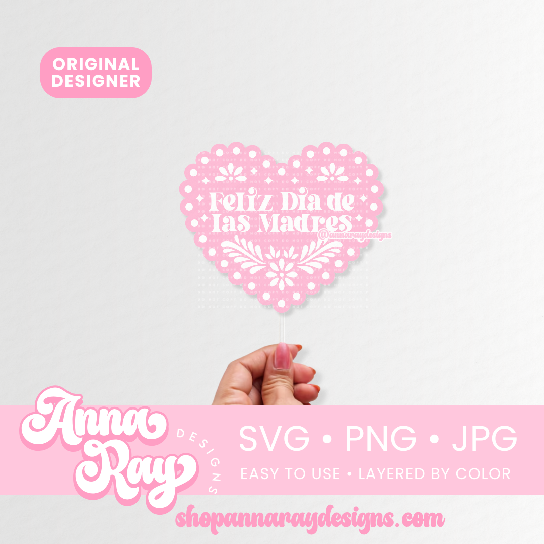 Dia De Las Madres Papel Picado Corazon SVG PNG JPG