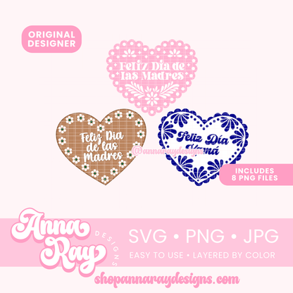 Dia De las Madres Corazon Bundle SVG PNG JPG