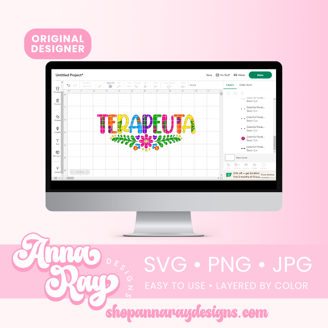 Colorful Floral Terapeuta SVG PNG JPG