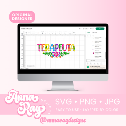 Colorful Floral Terapeuta SVG PNG JPG