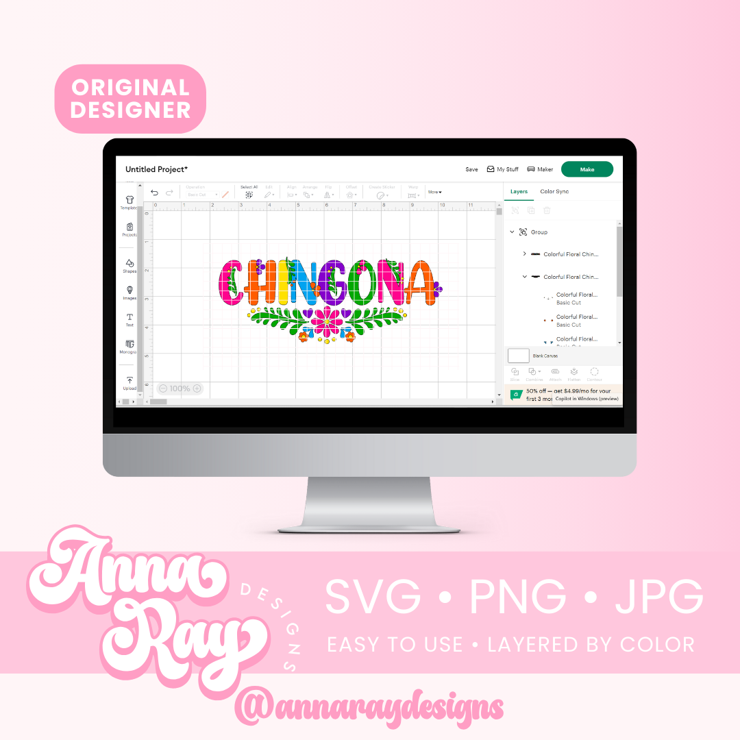 Colorful Floral Chingona SVG PNG JPG