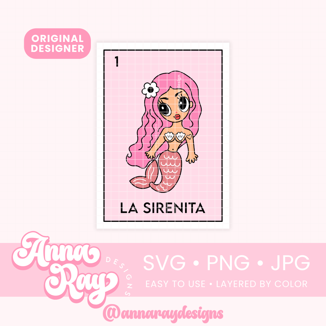 La Sirenita Loteria Card SVG PNG JPG