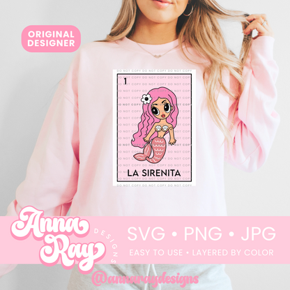 La Sirenita Loteria Card SVG PNG JPG