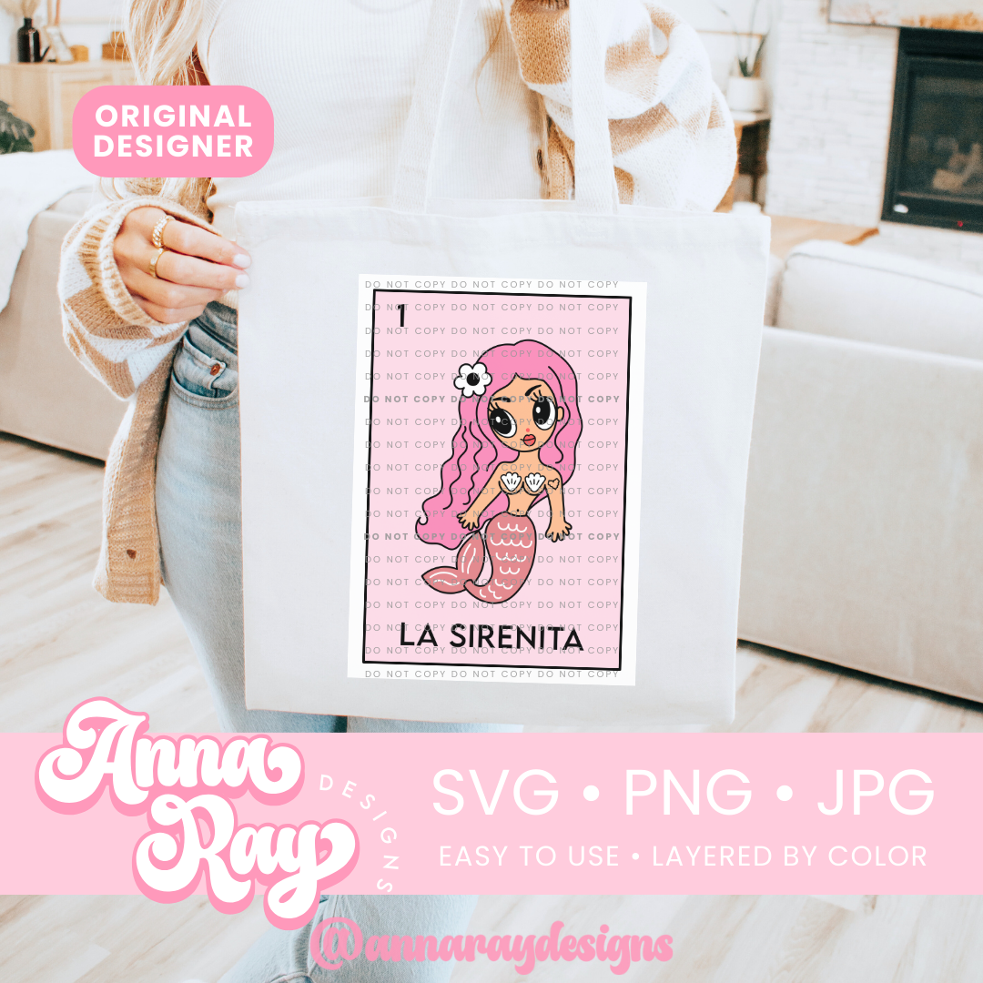 La Sirenita Loteria Card SVG PNG JPG