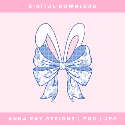 Toile Chinoiserie Bunny Blue