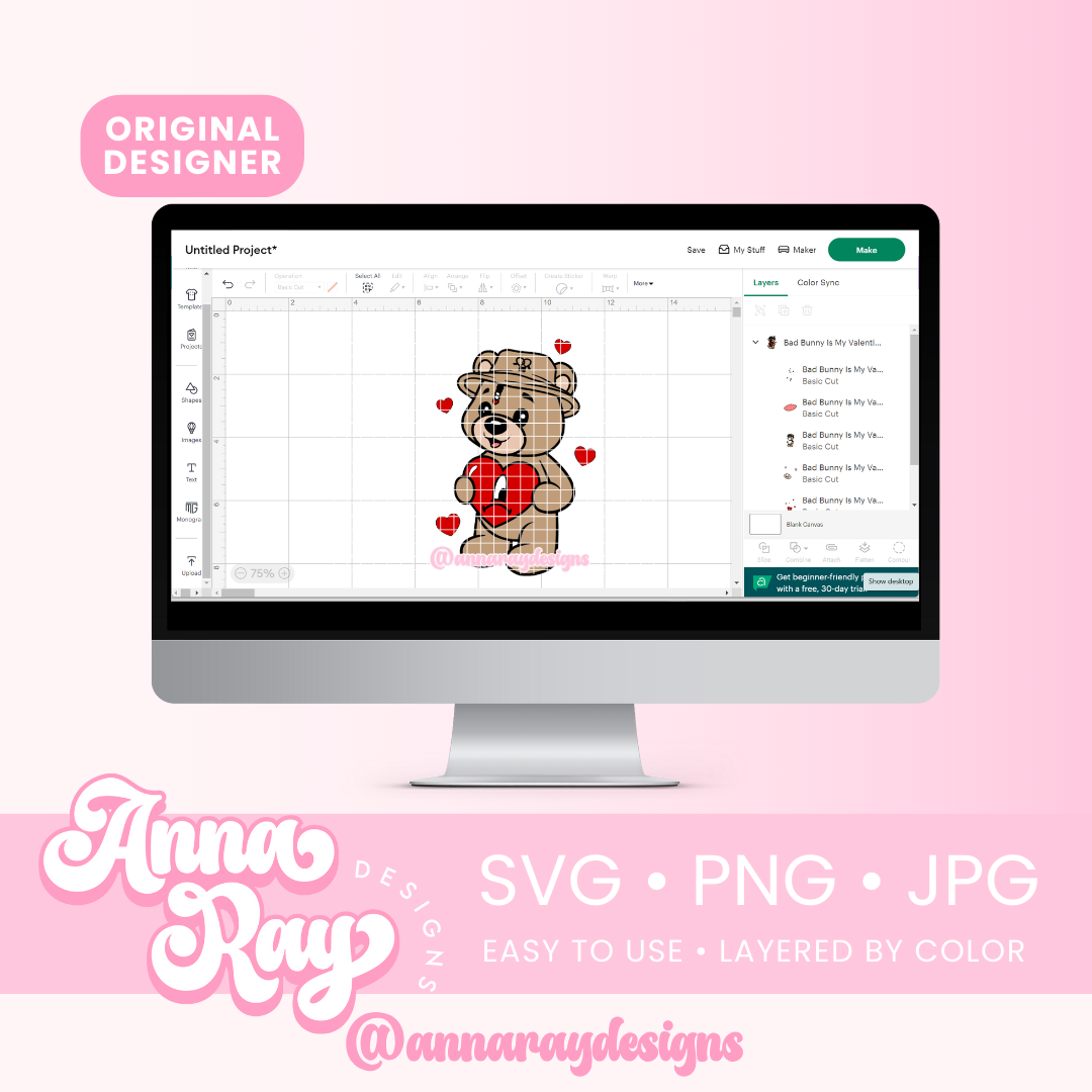 BB Is My Valentine Teddy SVG PNG JPG