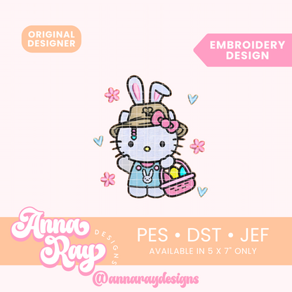 Hello Easter Bunny Embroidery Design PES DST JEF