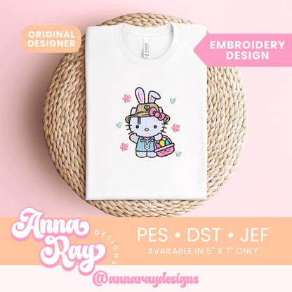 Hello Easter Bunny Embroidery Design PES DST JEF