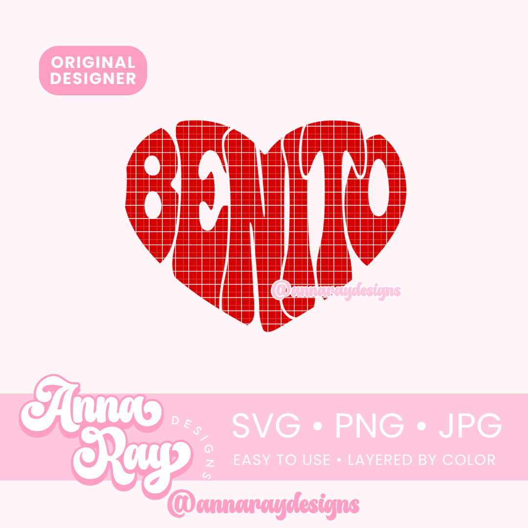 Retro Benito Heart SVG PNG JPG