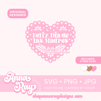 Dia De Las Madres Papel Picado Corazon SVG PNG JPG