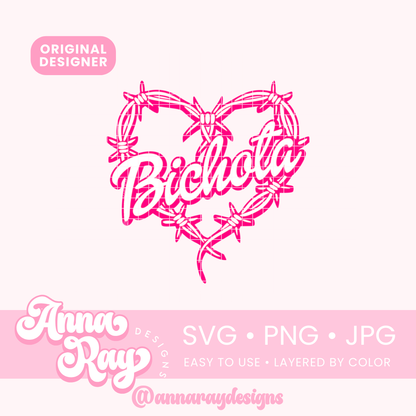 Bichota Barbwire Heart 2 SVG PNG JPG