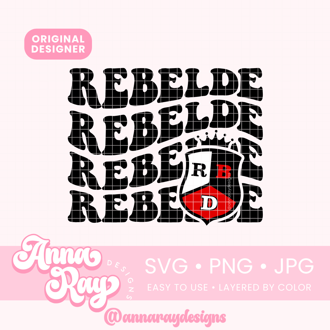 Retro Wavy Rebelde SVG PNG JPG