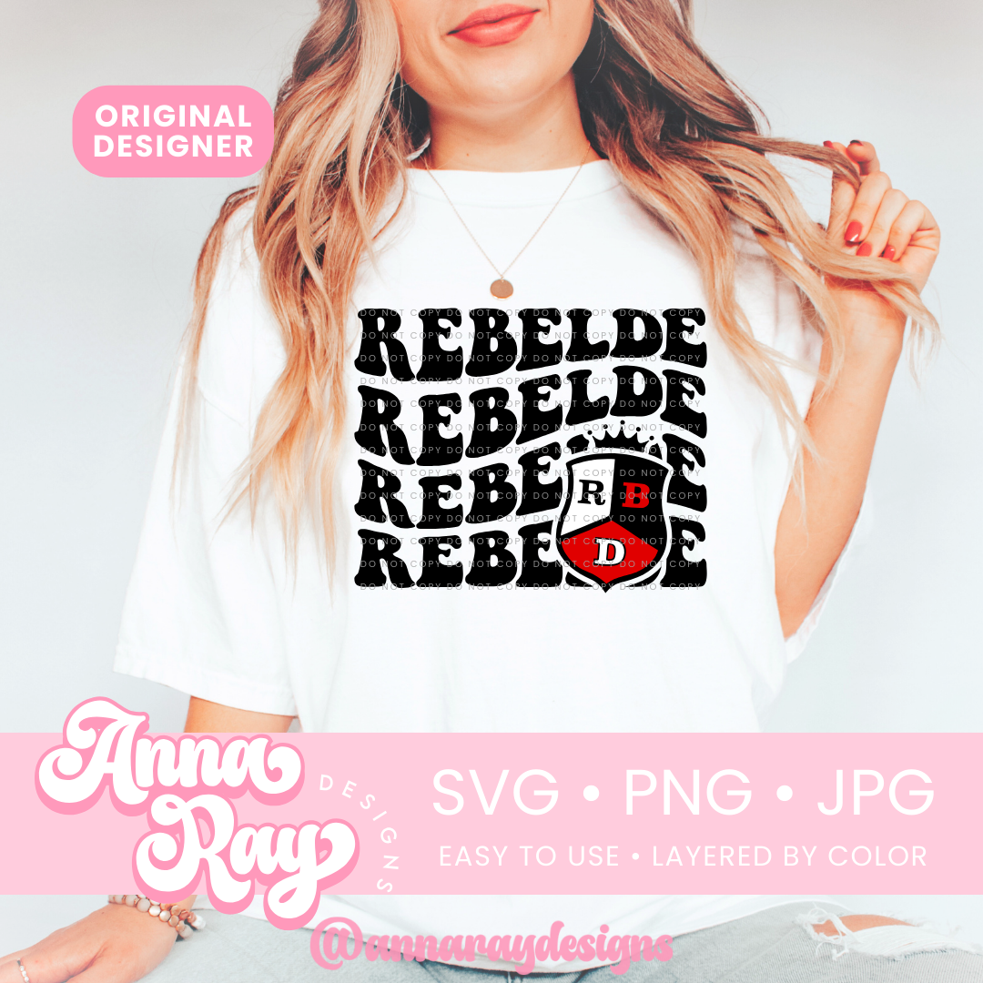 Retro Wavy Rebelde SVG PNG JPG