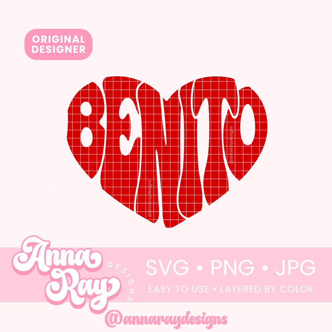 Retro Benito Heart SVG PNG JPG