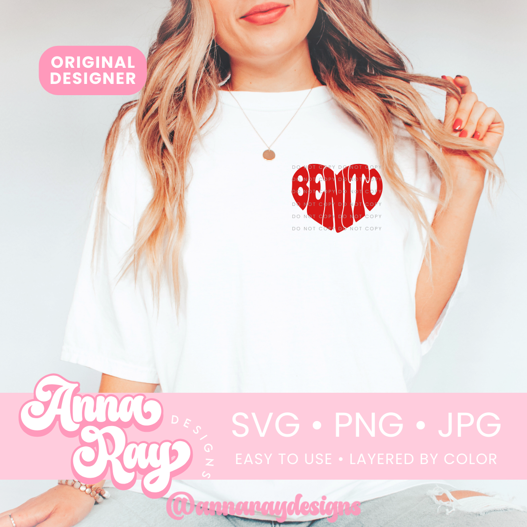 Retro Benito Heart SVG PNG JPG