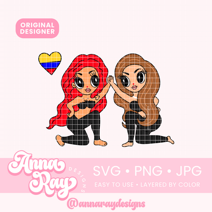 Karol G and Shakira TQG SVG PNG JPG