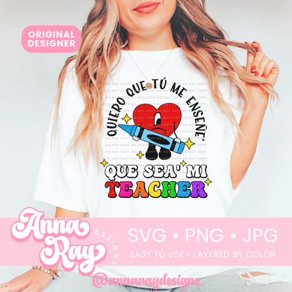 Colorful, Quiero Que Tú Me Enseñe', Que Sea' Mi Teacher SVG PNG JPG