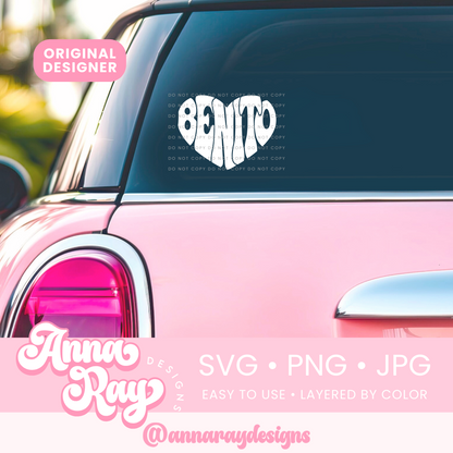 Retro Benito Heart SVG PNG JPG