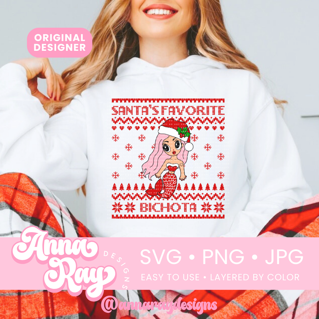 Karol G Santa's Favorite Bichota Sweater SVG PNG