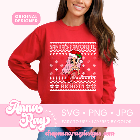 Karol G Santa's Favorite Bichota Sweater SVG PNG JPG