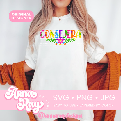 Colorful Floral Consejera SVG PNG JPG