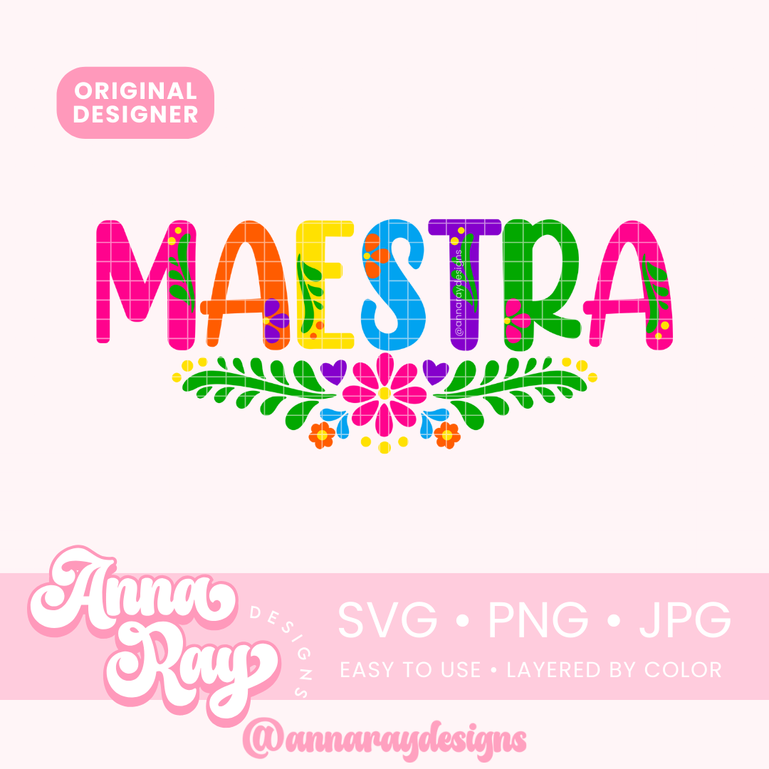 Colorful Floral Maestra SVG PNG JPG