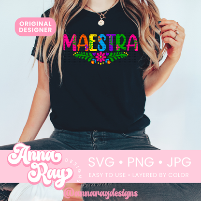 Colorful Floral Maestra SVG PNG JPG