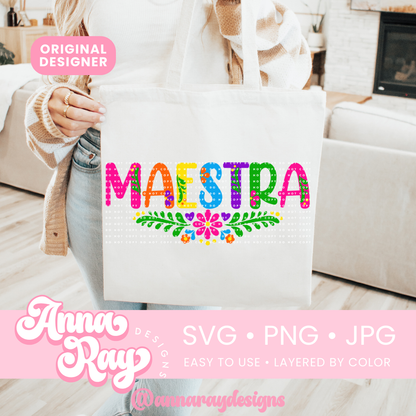 Colorful Floral Maestra SVG PNG JPG