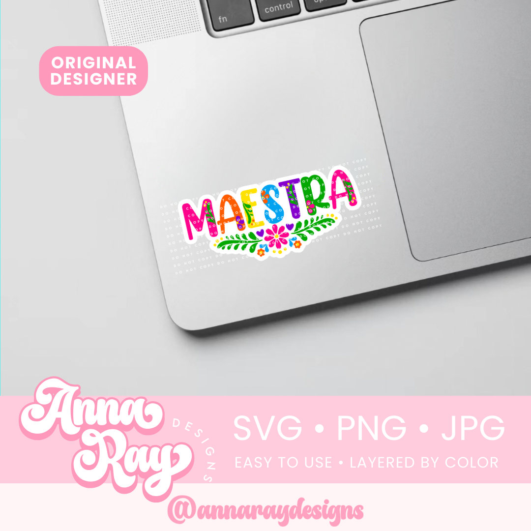 Colorful Floral Maestra SVG PNG JPG