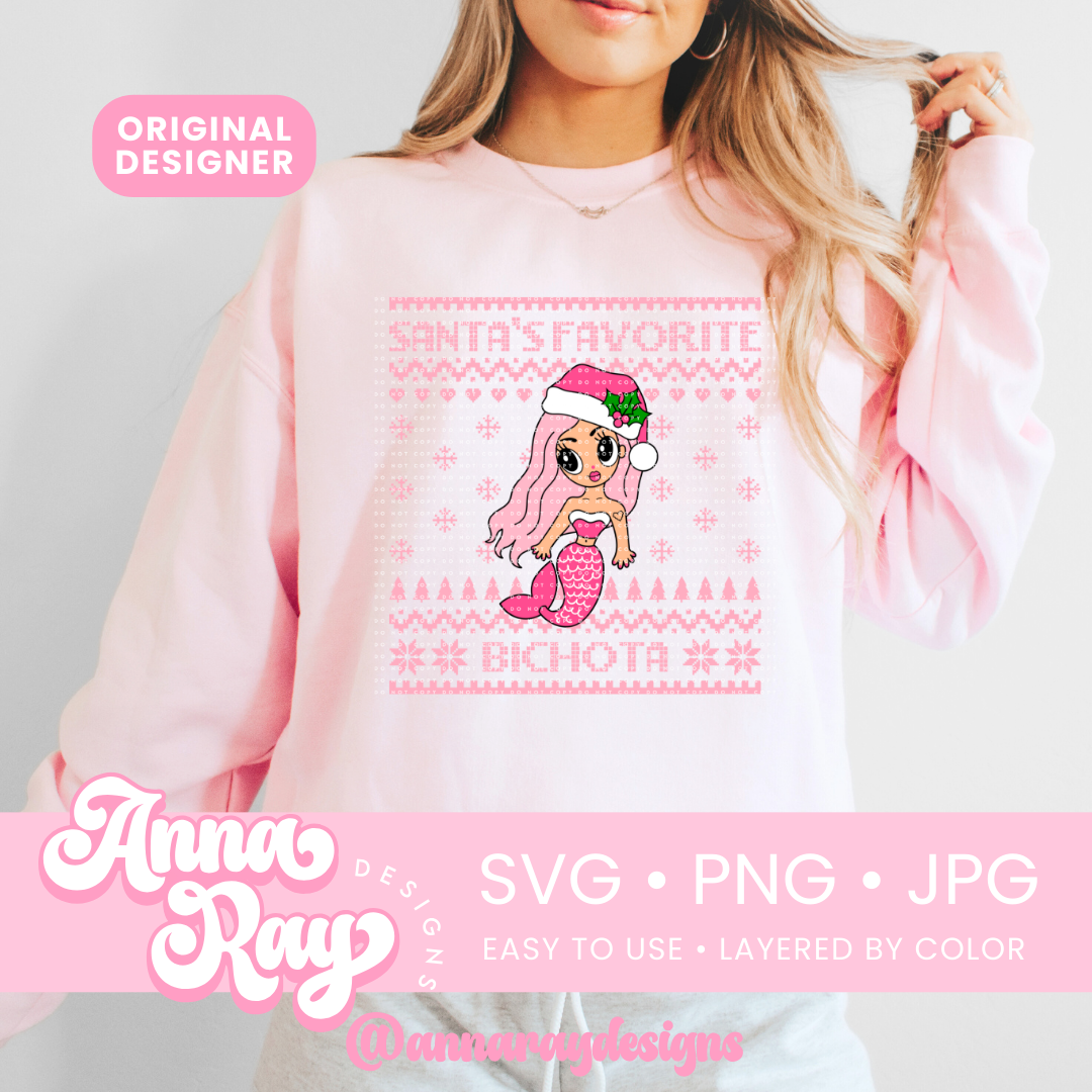 Karol G Santa's Favorite Bichota Sweater SVG PNG