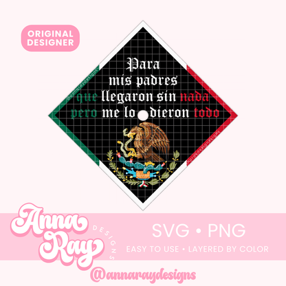 Grad Cap Topper Mexican Para Mis Padres SVG PNG