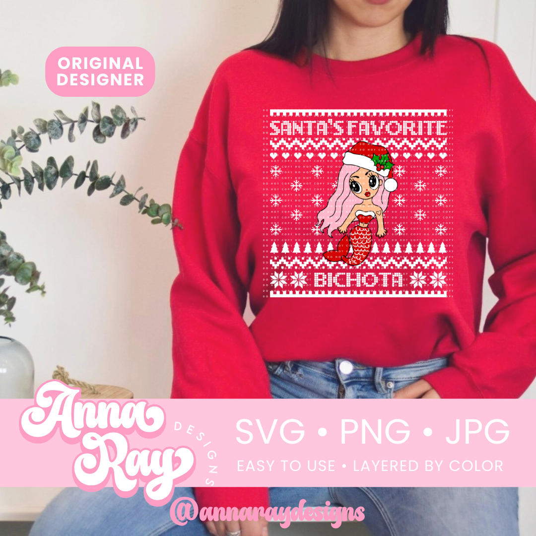 Karol G Santa's Favorite Bichota Sweater SVG PNG