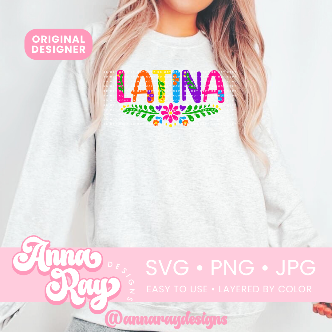 Colorful Floral Latina SVG PNG JPG