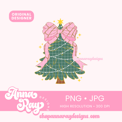 Coquette Christmas Concha Bow PNG JPG