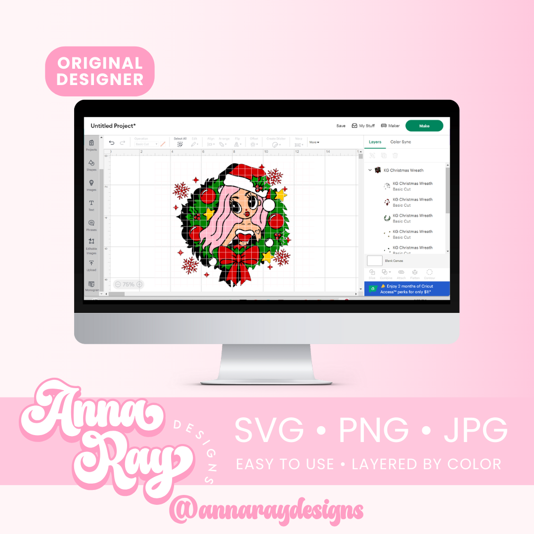 KG Christmas Wreath SVG PNG JPG