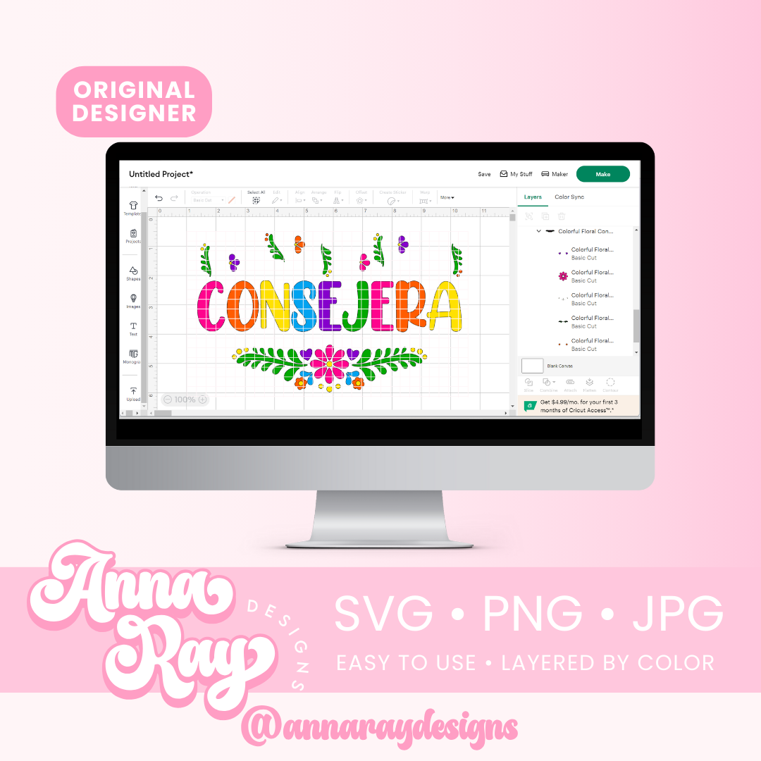 Colorful Floral Consejera SVG PNG JPG