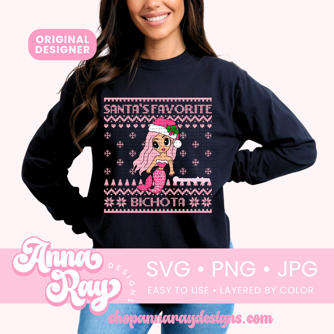 Karol G Santa's Favorite Bichota Sweater SVG PNG JPG