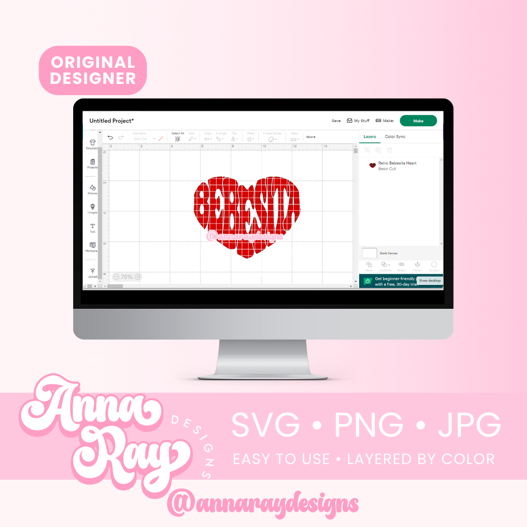 Retro Bebesita Heart SVG PNG JPG