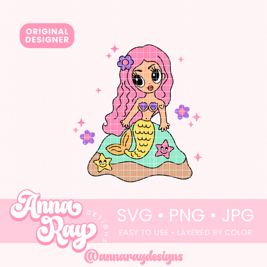 Pink Hair Sirenita SVG PNG JPG