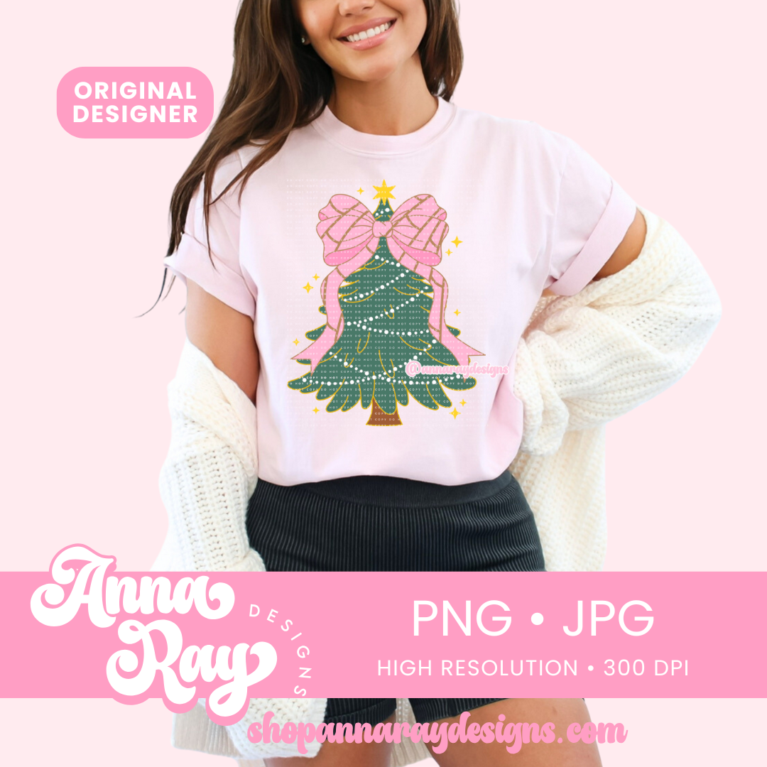 Coquette Christmas Concha Bow PNG JPG